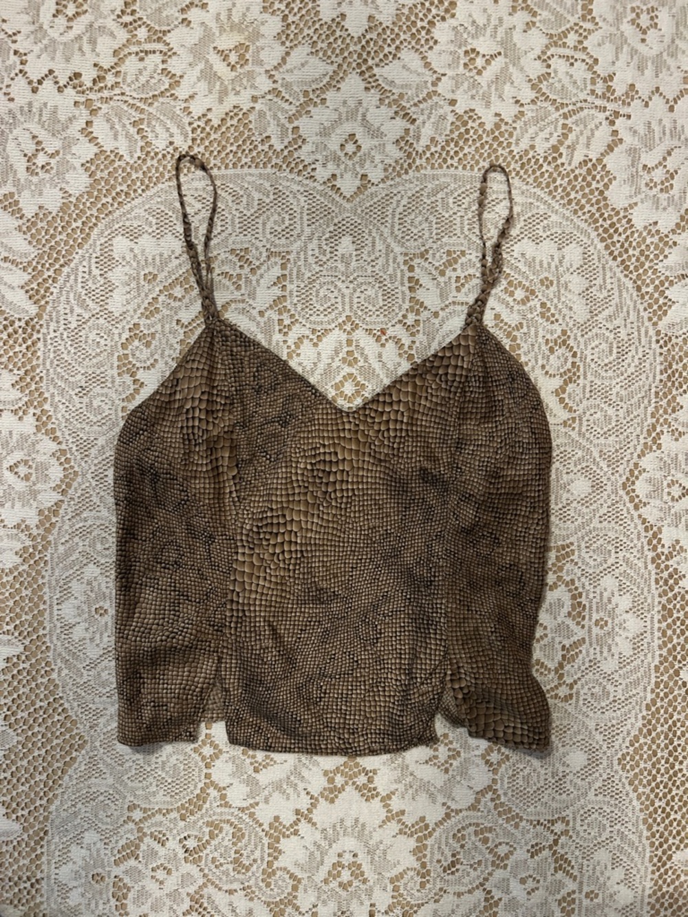 Victoria's Secret Silk Snake Print Tank, Brown & Tan, Size S